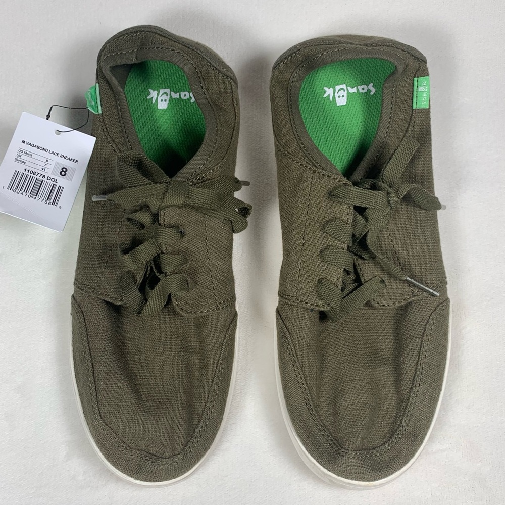 NEW Sanuk Men's Vagabond Lace Linen Sneaker Sz 8 - Picture 2 of 8